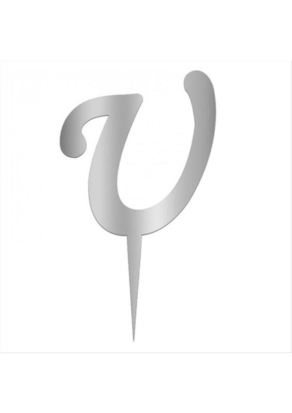 Techmrt Gümüş Renkli Harf Pasta ve Kek Pleksi-U