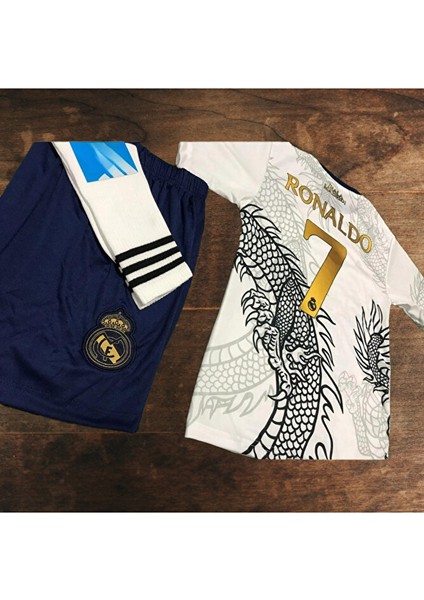 Real Madrıd C.ronaldo Dragon Desenli Beyaz 4lü Set Forması