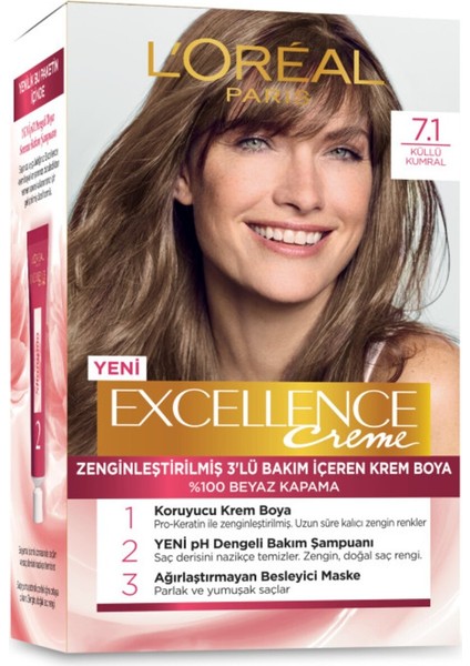 Excellence Creme Saç Boyası - 7.1 Küllü Kumral