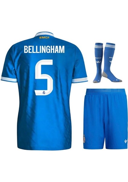Real/madrid 2025/26 Bellingham //5 Alternatif 3. Mavi Çocuk Forması 4 Lü Set