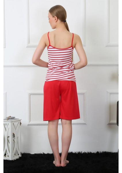 Kadın Ip Askılı Kapri Takım Kırmızı fırsatları