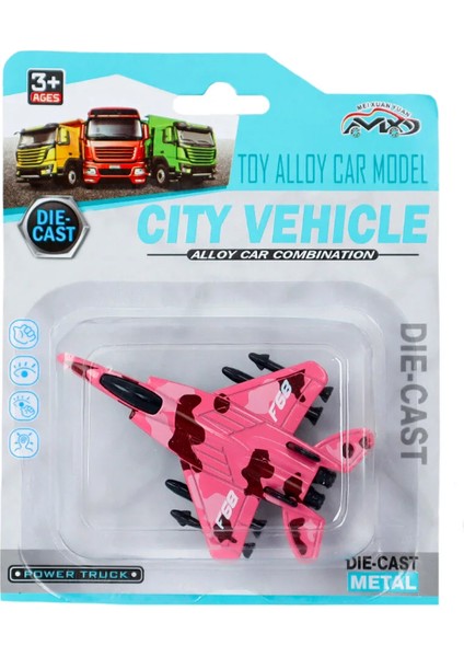 Die Cast Metal F-15 Benzeri Savaş Uçağı Pembe Kamuflaj Kız Erkek Çocuk Oyuncak Eğitici Oyuncaklar