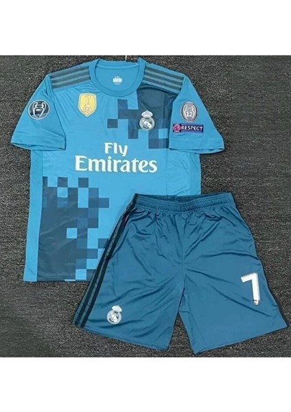 Reâl.madrid 7 Numara Efsane Ronâldo Turkuaz Renk Çocuk 4 Lü Set Futbol Forması Vs T-Shirt fiyatları