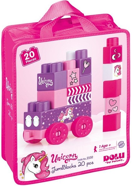 2550 Unıcorn Çantalı Mega Blok 20 Lı Kız Erkek Çocuk Oyuncak Eğitici Oyuncaklar