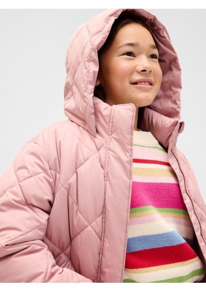 Kız Çocuk Pembe Kıvrımlı Şişme Mont fiyatları