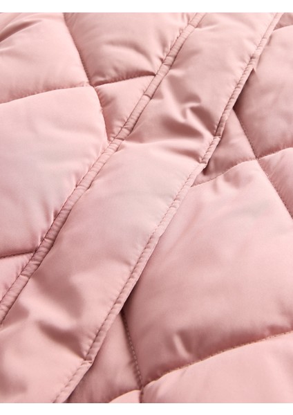 Kız Çocuk Pembe Kıvrımlı Şişme Mont modelleri