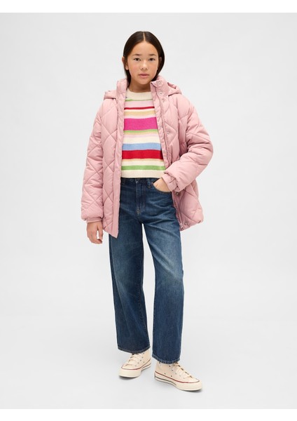 Kız Çocuk Pembe Kıvrımlı Şişme Mont fırsatları