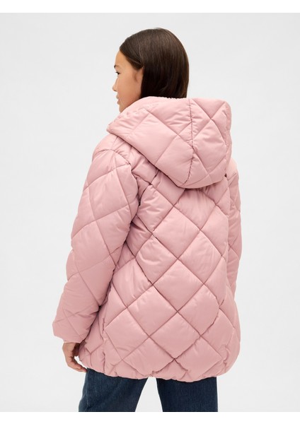 Kız Çocuk Pembe Kıvrımlı Şişme Mont indirimleri