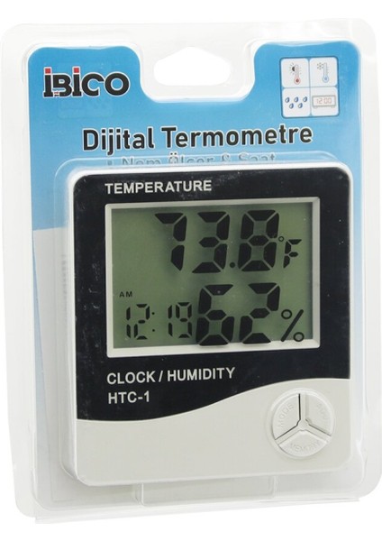 Dijital Saat - Sıcaklık - Nem Ölçer Pilli (4915)