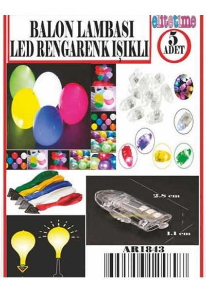 Balon Lambası LED Rengarenk Işıklı 5 Li