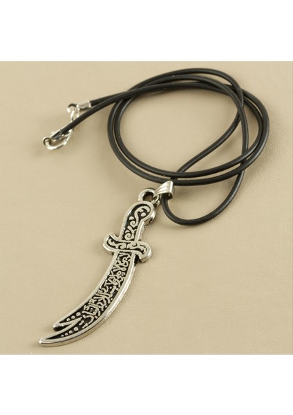 Techmrt Zülfikar Kılıç Metal Vinlex Deri Kolye-Gümüş Rengi fiyatları