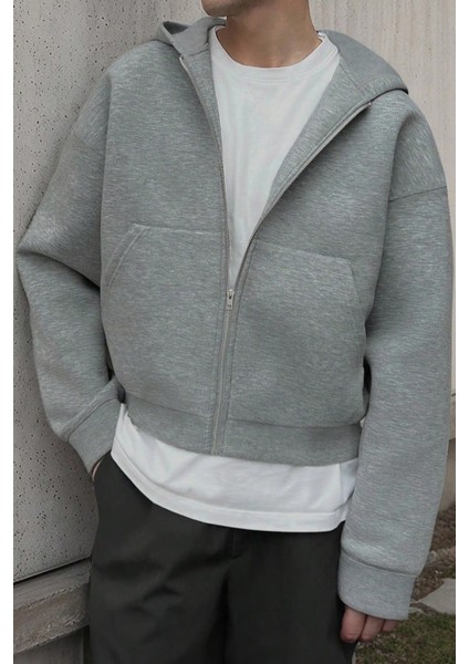 Erkek Pamuklu Günlük Rahat Ilkbahar ve Sonbahar Çok Yönlü Kemer Boy Kapüşonlu Sweatshirt