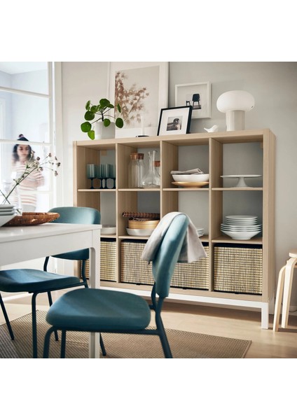 Kallax Açık Raf Ünitesi Ağartılmış Meşe Görünümlü Beyaz 147 x 129 cm