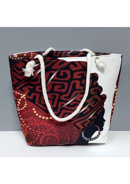 Techmrt Labirent Desenli Plaj Çantası-Kiremit fırsatları