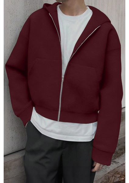 Erkek Pamuklu Günlük Rahat Ilkbahar ve Sonbahar Çok Yönlü Kemer Boy Kapüşonlu Sweatshirt