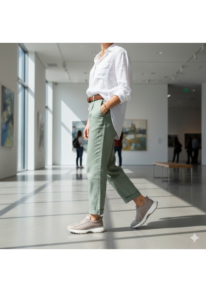 Bej Sneakers Hakiki Deri Kadın Ayakkabı fırsatları