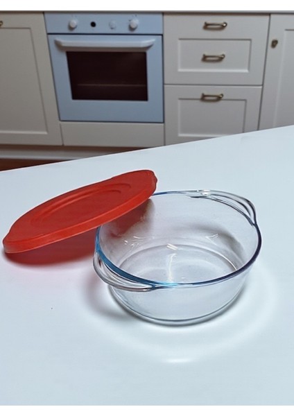 Küçük Borcam Tencere Silikon Kapaklı Mikrodalga Bor Cam Tencere 840CC Tekli Borcam Tencere fırsatları