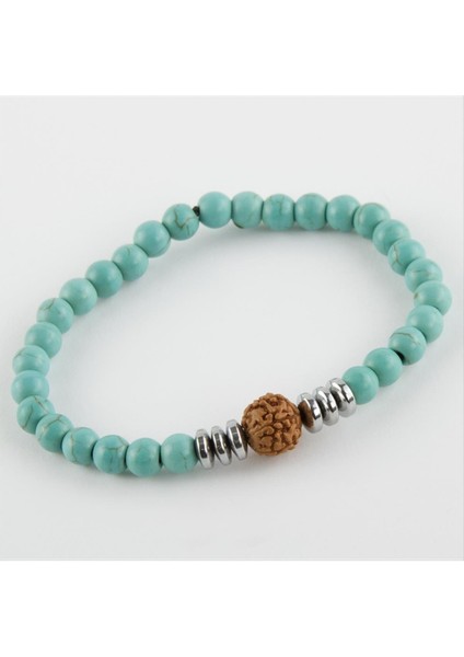 Techmrt Turkuaz Lav Doğaltaş Bileklik-Turkuaz