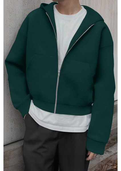 Erkek Pamuklu Günlük Rahat Ilkbahar ve Sonbahar Çok Yönlü Kemer Boy Kapüşonlu Sweatshirt