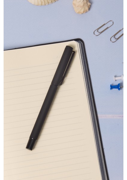 Kişiye Özel Siyah Kapaklı Mavi Mürekkepli Düz Roller Tükenmez Kalem