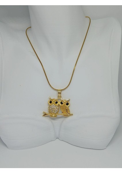 316L Çelik Taşlı Ikili Baykuş Model Kolye-Şık ve Anlamlı Tasarım Çelik Kolye