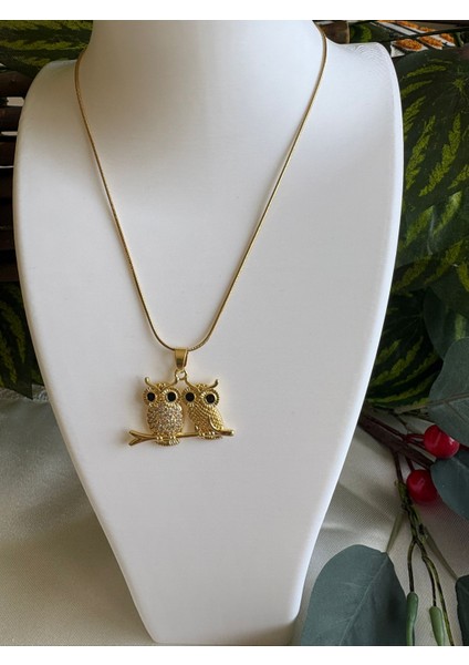 316L Çelik Taşlı Ikili Baykuş Model Kolye-Şık ve Anlamlı Tasarım Çelik Kolye modelleri