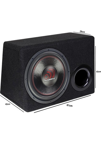 Massıve MS-NEO15.D4 Oto Bass Subwoofer Kabinli 38CM 1800 Watt