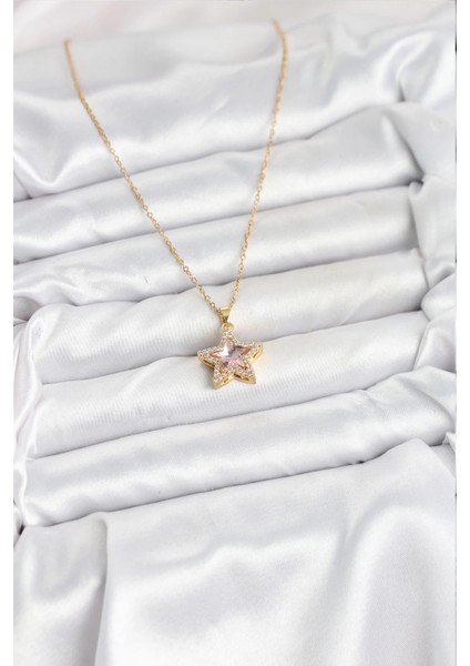 Bfs 316L Çelik Zincir Pembe Taşlı Yıldız Model Kadın Kolye fiyatları