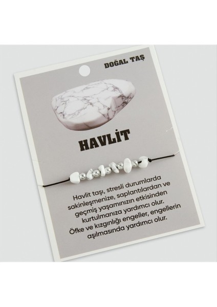 Techmrt Havlit Doğaltaşlı Ip Bileklik-Beyaz