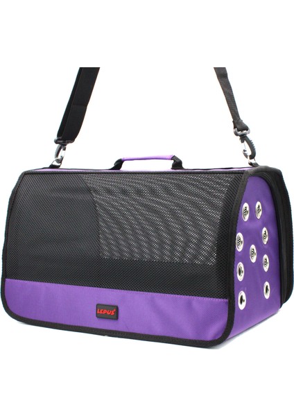 Mesh Bag Kedi Köpek Taşıma Çantası Lila 28X45X28 cm