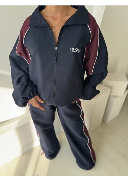Lacivert Şerit Detaylı Bomber Ceket Pantolon Takım modelleri