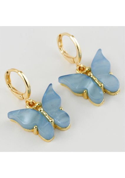 Techmrt Kelebek Figürlü Polyester Küpe-Turkuaz