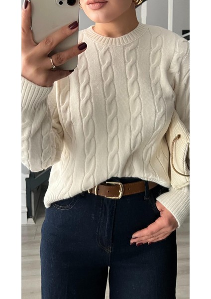 Krem Saç Örgü Kazak fırsatları