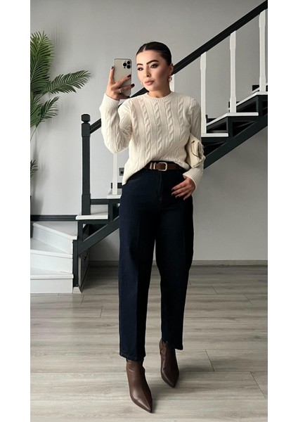 Krem Saç Örgü Kazak indirimleri