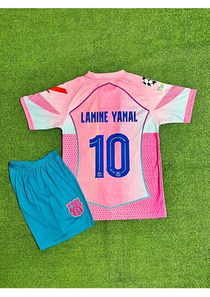 Barcelona 2025/26 Yeni Sezon Lamine Yamal Özel Konsept Çocuk Forması (Pink)