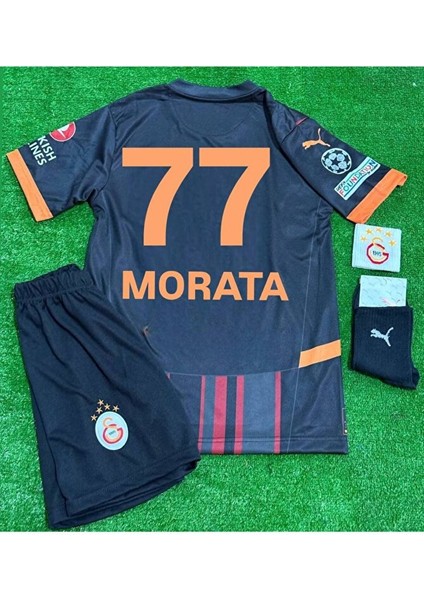 Galatâsarây. 2024/25 Morata Alternatif Siyah Yeni Sezon Çocuk Forması 4'lü Set