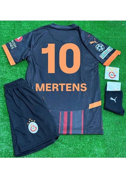 Galatâsarây. 2024/25 Mertens Alternatif Siyah Yeni Sezon Çocuk Forması 4'lü Set