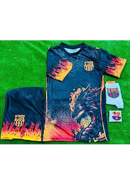 2026 Barcelona Neymar Jr Ejderha Temalı Alevli Çocuk Forması 4'lü Set fiyatları