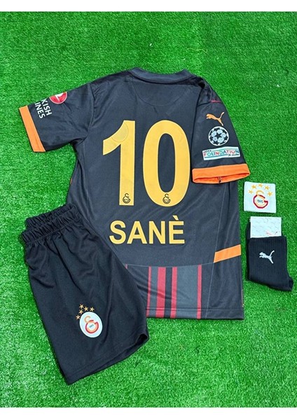 Galatâsarây. 2024/25 Leroy Sane Alternatif Siyah Yeni Sezon Çocuk Forması 4'lü Set