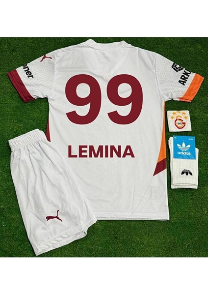 Galatâsarây. 2024/25 Mario Lemina Deplasman Beyaz Yeni Sezon Çocuk Forması 4'lü Set