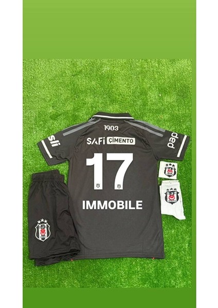 Beşiktâş' 2026 Ciro Immobile Yeni Sezon Alternatif Yakalı Siyah Çocuk Forması 4'lü Set