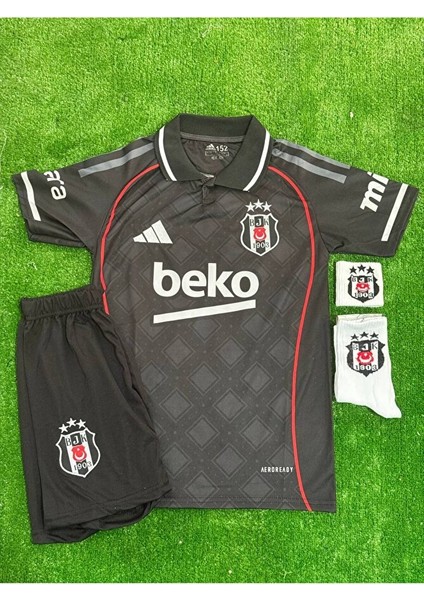 Beşiktâş' 2026 Gedson Fernandes Yeni Sezon Alternatif Yakalı Siyah Çocuk Forması 4'lü Set fiyatları