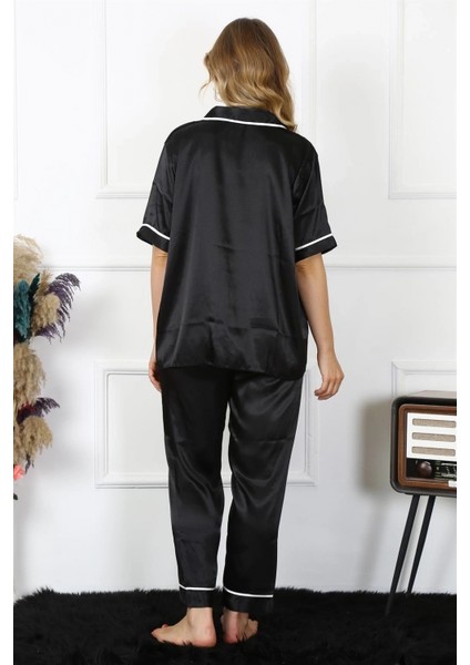 Kadın Büyük Beden Siyah Saten Pijama Takımı indirimleri