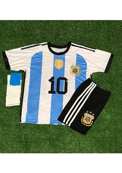 Arjantin Milli Takımı Lionel Messi Çocuk Forması Şort Çorap 3'lü Set (Byz-Mvi) fırsatları