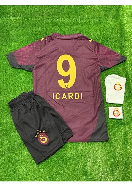 Galatâsarây. 2026 Îcârd'î Alternatif Bordo Yeni Sezon Çocuk Forması 4'lü Set