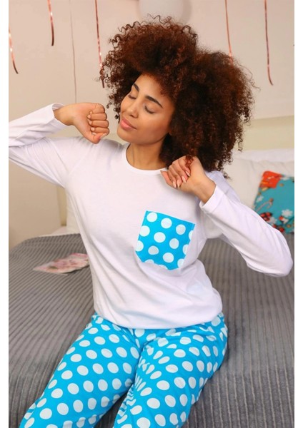 Kadın Uzun Kol Penye Pijama Takım Beyaz indirimleri