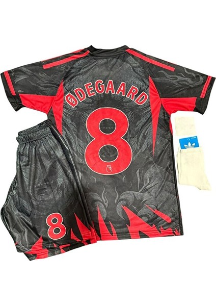 Arsenal 2026 Martin Odegaard Alevli Panter Desenli Yeni Sezon Çocuk Forması 4’lü Set fiyatları