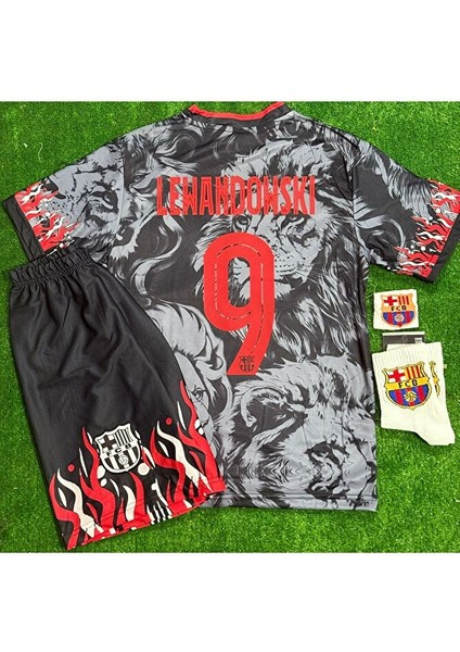Barcelona 2026 Lewandowskı Yeni Sezon Aslan Temalı Çocuk Forması 4’lü Set