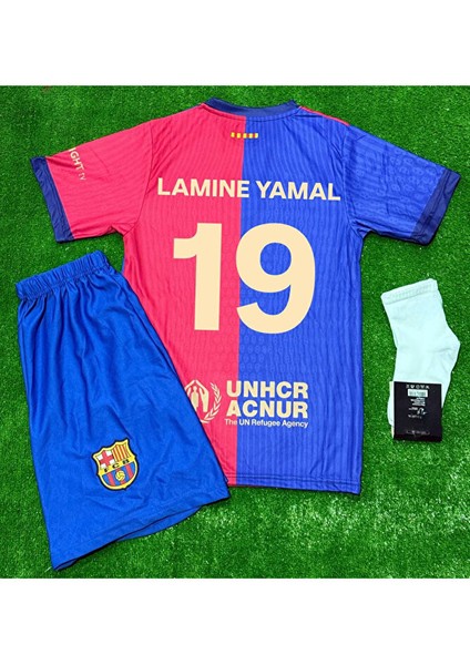Barcelona 2024/25 Iç Saha Çocuk Lamıne Yamal Forması 4lü Set