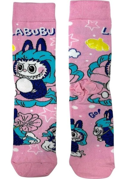 LABUBU PEMBE MAVİ SOKET ÇORAP